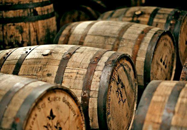 Barrels ageing in the distillery