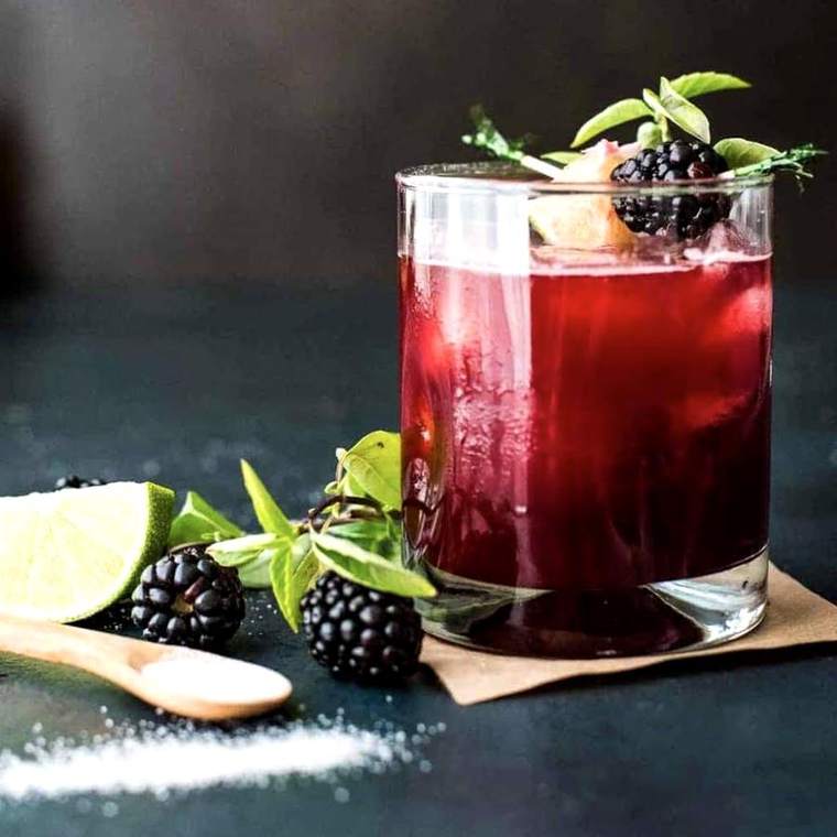 The Blackberry Bramble, made with spiced rum and foraged blackberries